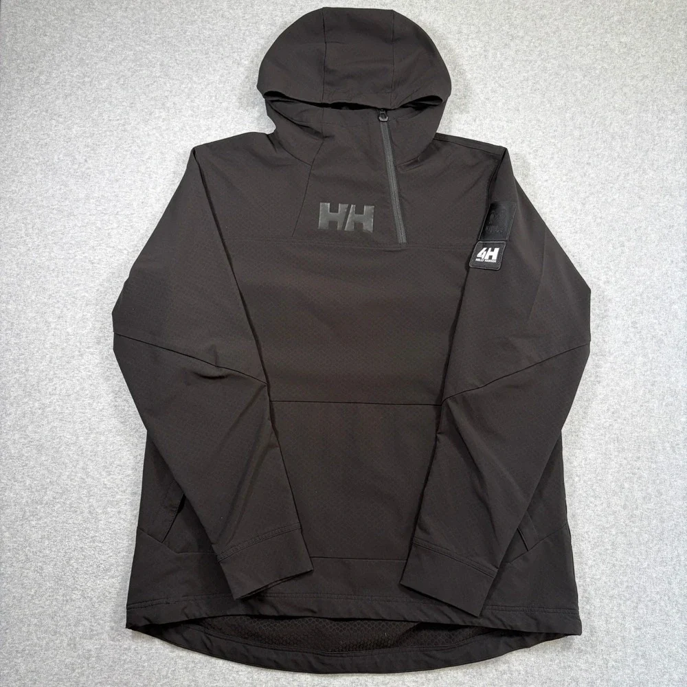 Helly Hansen ULLR D Shield Hoodie Size XL Tech Softshell 1/4 Ski Jacket Black